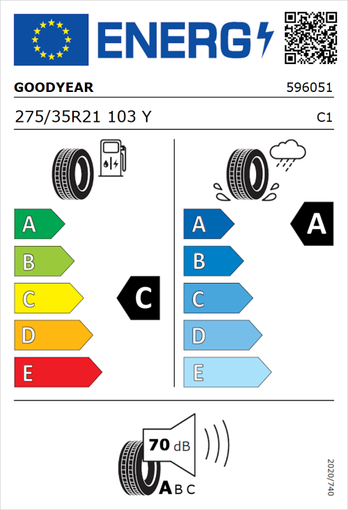 Tyre Label for Goodyear Eagle F1 Asymmetric 6 275/35R21 103Y