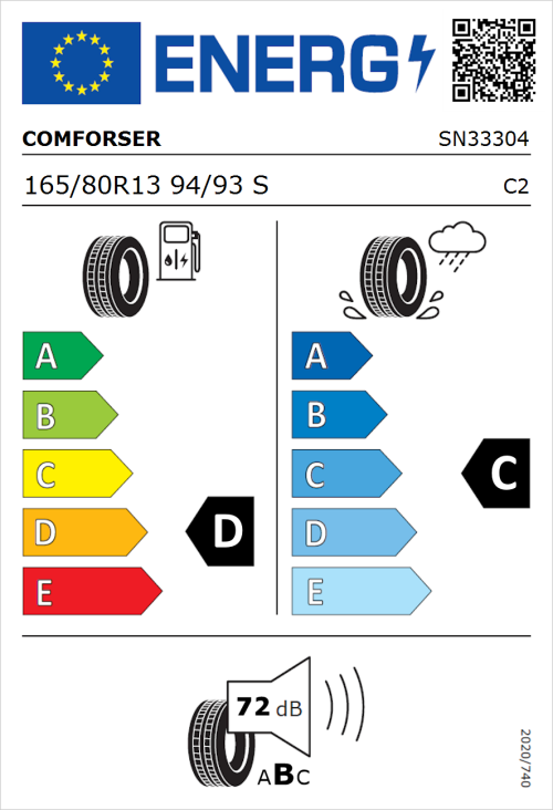 Tyre Label for Comforser CF350 165/80R13 94/93S